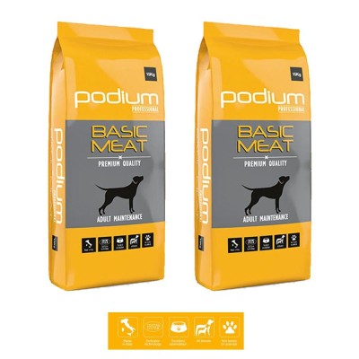 Multipack di 2 Confezioni da 15 Kg di Podium Crocchette per Cani Professional Basic Meat Formula Mantenimento