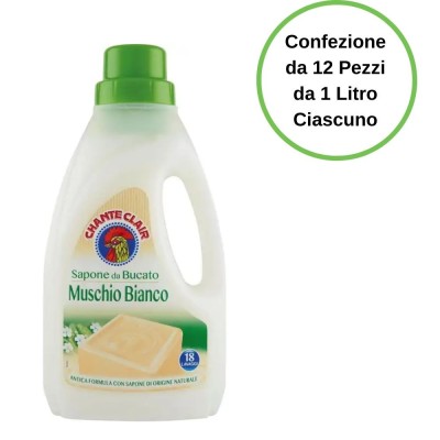 Chanteclair Sapone da Bucato al Muschio Bianco 18 lavaggi Confezione da 12 Pezzi
