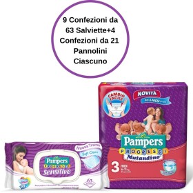 Pampers Progressi Sensitive Salviette 9 Confezioni + Mutandino 3 4 Confezioni da 21