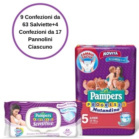 Pampers Progressi Sensitive Salviette 9 Confezioni + 5 Mutandino 4 Confezioni da 17