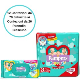 Pampers Baby Fresh Salviette 12 Confezioni + Baby Dry 3 Mutandino 4 Conf.