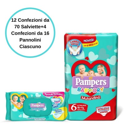 Pampers Baby Fresh Salviette 12 Confezioni + Baby Dry 6 Mutandino