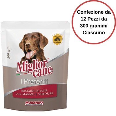 Miglior Cane I Preferiti Bocconi con Manzo e Verdure Confezione da 12 Pezzi da 300 gr