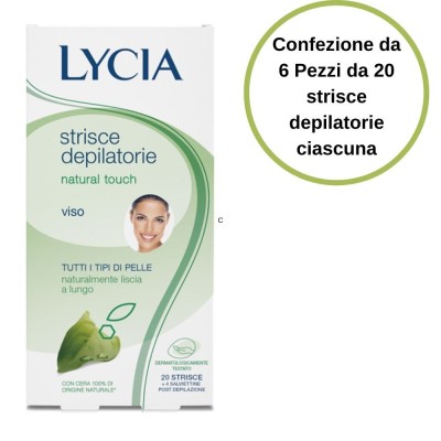 Lycia Strisce Depilatorie Viso Natural Touch Confezione da 6 Pezzi da 20 strisce