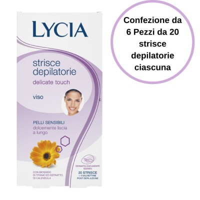 Lycia Strisce Depilatorie Viso Delicate Touch Confezione da 6 Pezzi da 20 strisce