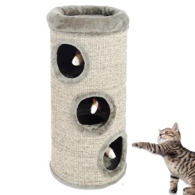 Tiragraffi per Gatto Colonna da Grattare con Pesciolino Appeso Altezza 70 cm 