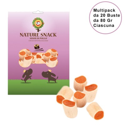 Nature Snack per Cani Ferribiella Sushi di Pollo Confezione da 20 Buste da 80 GR