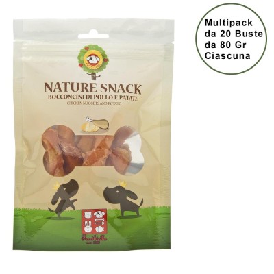 Nature Snack per Cani Ferribiella Bocconcini di Pollo e Patate Confezione da 20 Buste da 80 GR