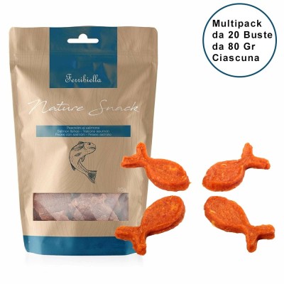 Nature Snack per Cani Ferribiella Pesciolini al Salmone Confezione da 20 Buste da 80 GR