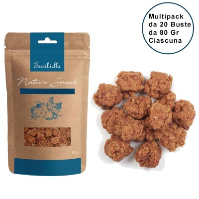Nature Snack per Cani Ferribiella Polpette di Anatra Confezione da 20 Buste da 80 GR
