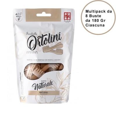 Snack per Cani Ortolini Small Natural Spazzolini Confezione da 8 Buste Ciascuna da 180 Gr