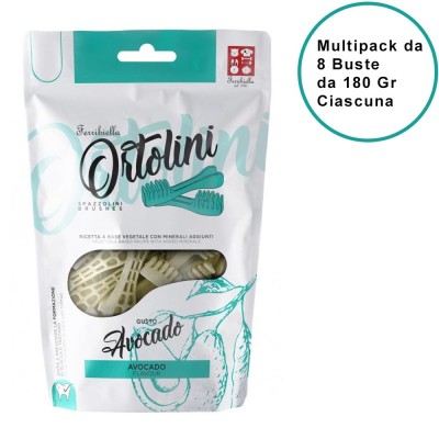 Snack per Cani Ortolini Medium Avocado Spazzolini Confezione da 8 Buste Ciascuna da 180 Gr