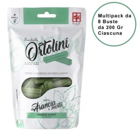 Snack per Cani Ortolini Small Arancia & Menta Barrette Confezione da 8 Buste Ciascuna da 200 Gr