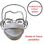 Mascherina di Protezione Bianca 5 Pezzi Riutilizzabile e Lavabile Cotone 100% Con Elastici 