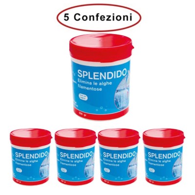 Splendido Point Antialghe per Laghetto 5 Confezioni da 200 Gr Dose Totale per 25.000 Litri