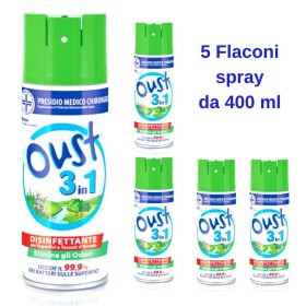 Glade Oust 3in1 Disinfettante per Tessuti e Superfici 5 Flaconi da 400 ml