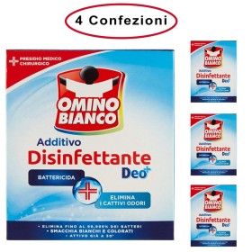 Omino Bianco Additivo Disinfettante in Polvere Battericida per Bucato 4 Confezioni da 450 Grammi