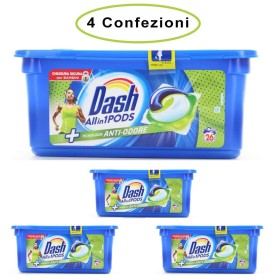 Dash Allin1 Pods Detersivo per Lavatrice in Monodosi Anti-Odore 4 Confezioni da 26 Capsule