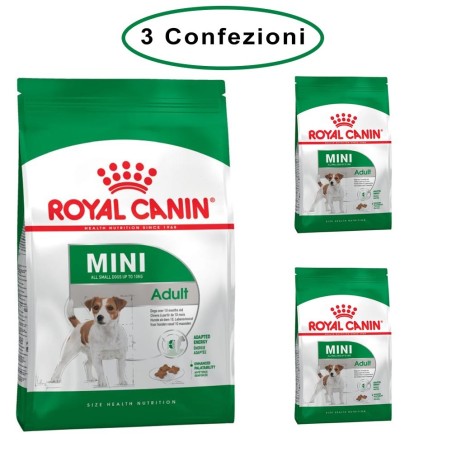 Royal Canin Mini Adult Crocchette per Cani Adulti 3 Confezioni da 800 Grammi