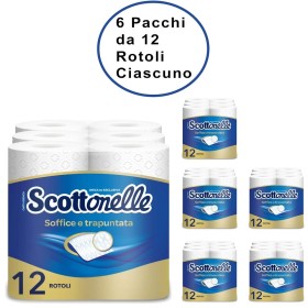 Scottonelle Carta Igienica Soffice & Trapuntata 6 Confezioni da 12 Rotoli Ciascuno
