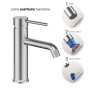 Rubinetto Lavabo Monocomando Jazz Ottone Montag Rapido Nickel Spazzolato Piletta