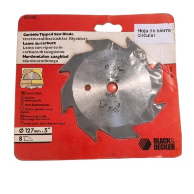 Lama Disco 8 Denti Riporto Carburo di Tugsteno mm 127 Foro 12,7 Black Decker