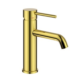 Rubinetto Lavabo Monocomando Jazz Ottone Montaggio Rapido Oro Lucido Piletta