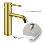 Rubinetto Lavabo Monocomando Jazz Ottone Montaggio Rapido Oro Lucido Piletta