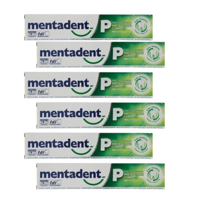 Dentifricio Mentadent P Prevenzione Completa Pezzi 6 Verde Tubo 75 Millilitri