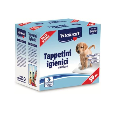 Vitakraft Tappetini Igienici Assorbenti per Cani Multiuso Misura 60x60 Cm Confezione 50 Pezzi