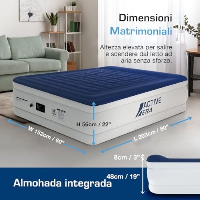 Materasso Aria Rialzato Pompa Integrata Matrimoniale Materasso Gonfiabile Matrimoniale Con Pompa Integrata - Letto Aria Alto E Morbido, 3 Dimensioni Letto Gonfiabile Alto Soffice Per Ospiti - Foto 9