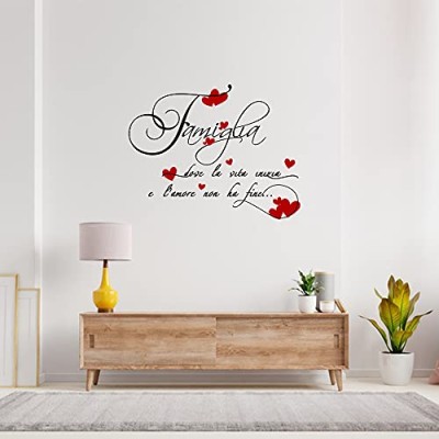 Adesivo Murale Famiglia Dove la Vita Inizia e dove l'Amore non ha fine Nero