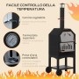 Outsunny Forno da Esterno per Pizza Barbecue con Termometro in Acciaio Inox a Carbonella