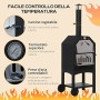 Outsunny Forno da Esterno per Pizza Barbecue con Termometro in Acciaio Inox a Carbonella