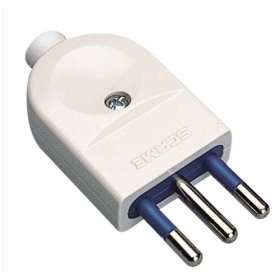 Spina elettrica  10 A 2P+T 250 V bianca