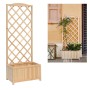 Fioriera in Legno FSC Naturale con Traliccio Slim per Terrazzo Giardino Balcone Verdemax 