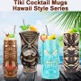 SuproBarware Set 4 Bicchieri da Cocktail Tiki in Ceramica Stile Tropicale 
