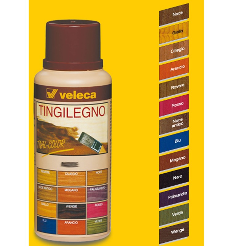 Colorante per legno grezzo per interno ml.250 giallo TIVAL TINGILEGNO  VELECA 