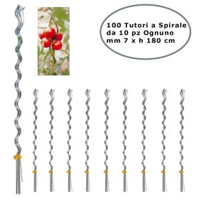 Tutori a Spirale per Pomodori in Acciaio Zincato Confezione da 100 pezzi 7 mm x 180 cm