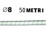 CORDA ELASTICA SPECIALE MARINA BIANCA FILO SEGNALE BLU NAVY DIAMETRO 8 MM IN BOBINA DA 50 METRI NAUTICA