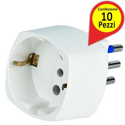 Adattatori Shuko 16A+T Bianco Confezione Pezzi 10